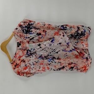 a.n.a. multicolor watercolor print gathered on one side size large summer blouse
